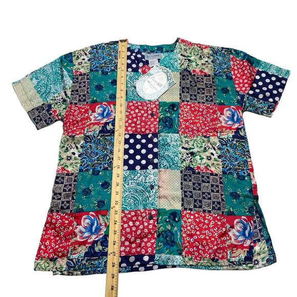 Vintage Silk Exchange Patchwork Print Bohemian Silk Button Front Blouse Sz M NWT - Picture 10 of 15